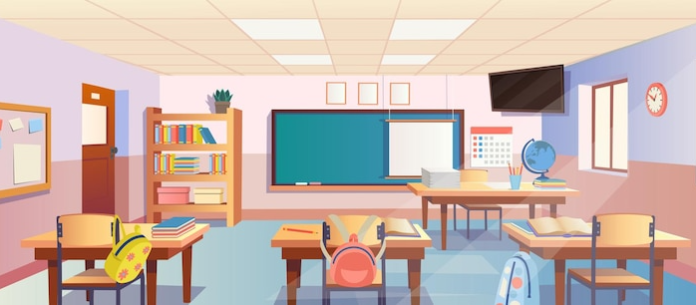 interior-de-sala-de-aula-de-desenho-animado-com-vista-em-carteiras-de-escola-de-quadro-negro-com-porta-de-estante-de-cadeiras_273525-467